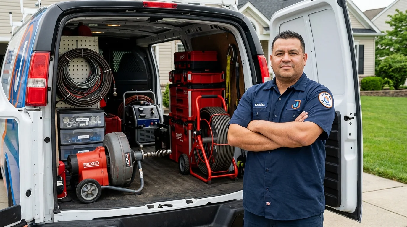 Professional drain cleaning equipment and Johns Plumbing LLC plumber in Lake Odessa