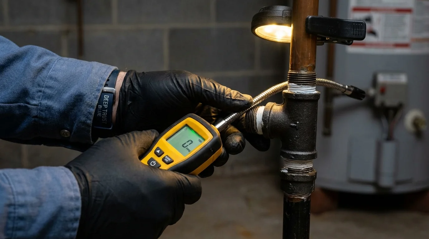 Gas leak detection with electronic sniffer by Johns Plumbing LLC in Lake Odessa