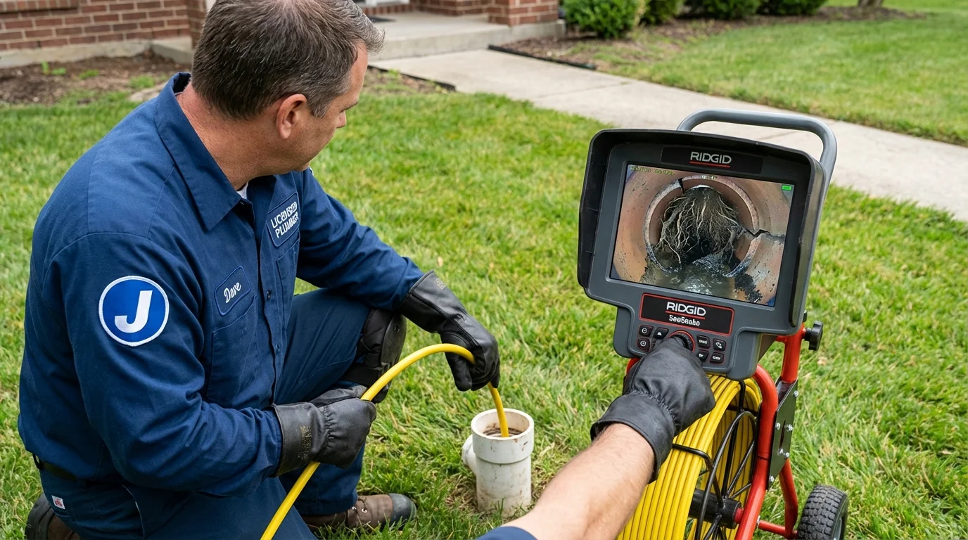 Sewer camera inspection being performed by Johns Plumbing LLC in Lake Odessa