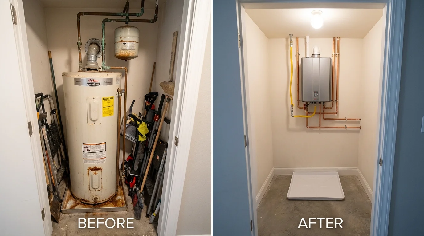 Tank water heater versus wall-mounted tankless unit comparison for Lake Odessa, MI homeowners