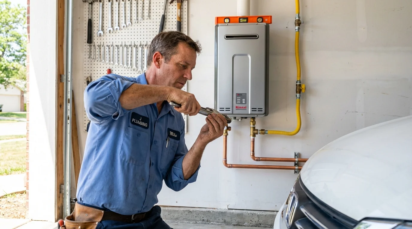 Tankless water heater installation by a Johns Plumbing LLC plumber in Lake Odessa